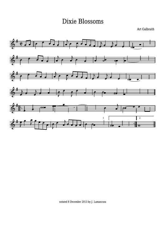 Art Galbraith - Dixie Blossoms Sheet Music Printable pdf