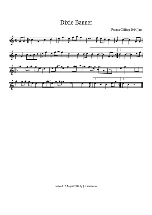 Dixie Banner Sheet Music Printable pdf