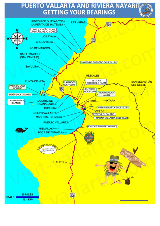 Puerto Vallarta And Riviera Nayarit Map Printable pdf