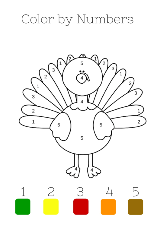 Turkey Color By Number Sheet Printable pdf