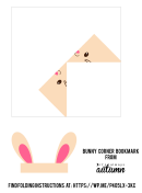 Origami Bunny Corner Bookmark Template