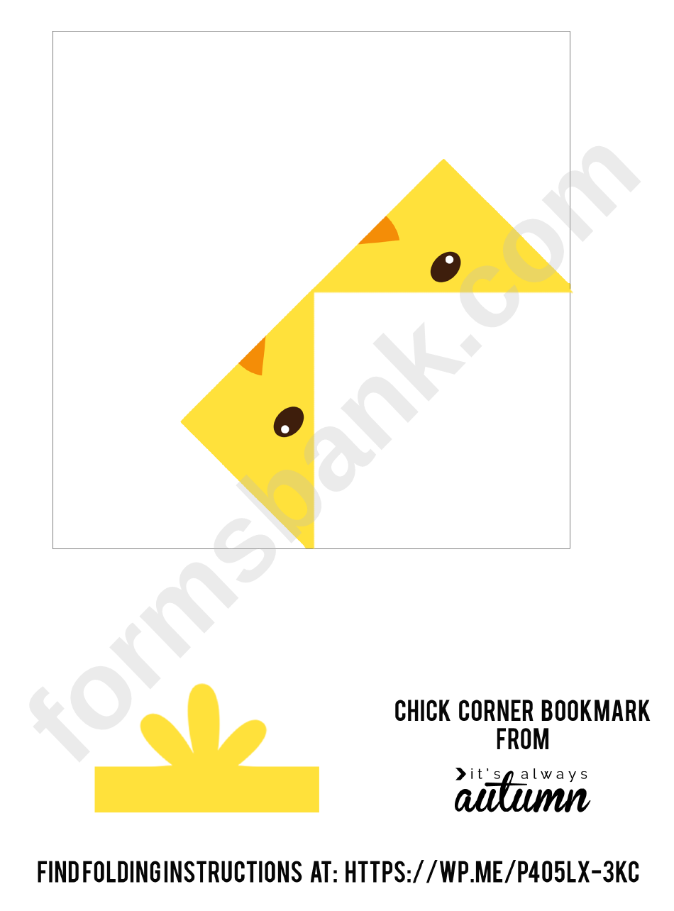 Origami Chick Corner Bookmark Template