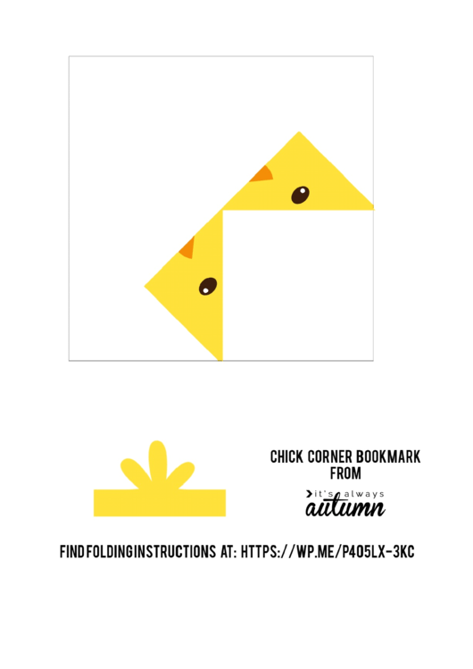Origami Chick Corner Bookmark Template Printable pdf