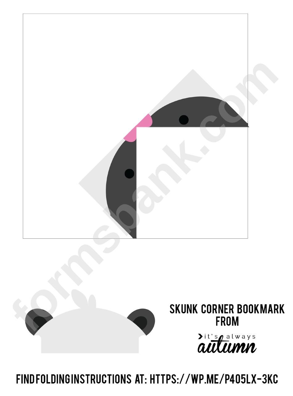Origami Skunk Corner Bookmark Template