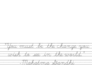 Practice Cursive Writing With This Gandhi Quote Handwriting Practice Sheets