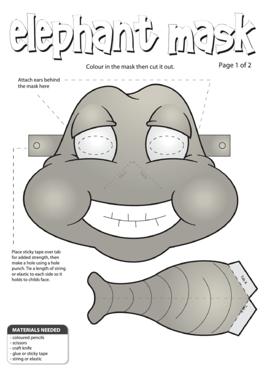 Elephant Mask Template With Instructions Printable pdf