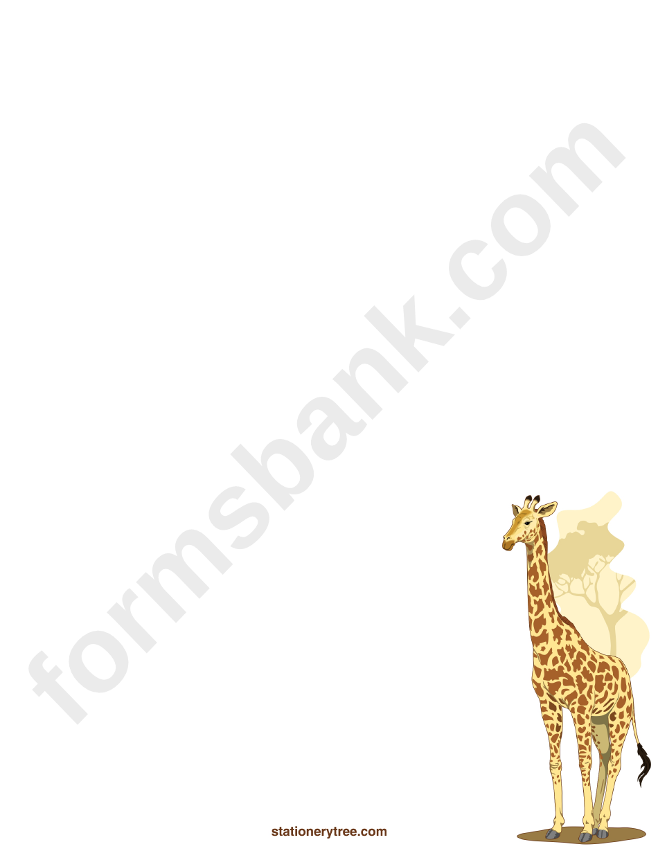 Giraffe Blank Stationery (Without Lines) Templates