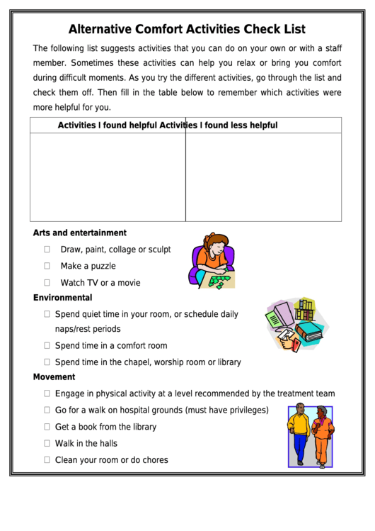 Alternative Comfort Kids Activity Sheets Printable pdf