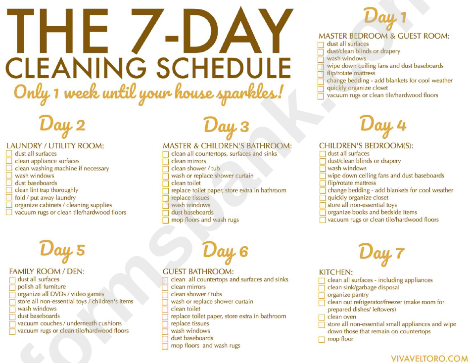 7-Day Cleaning Schedule