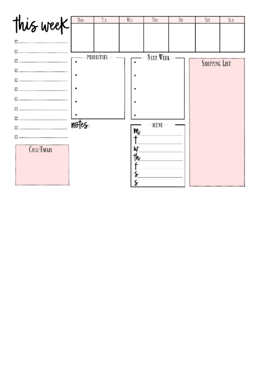 Weekly To Do List Printable pdf