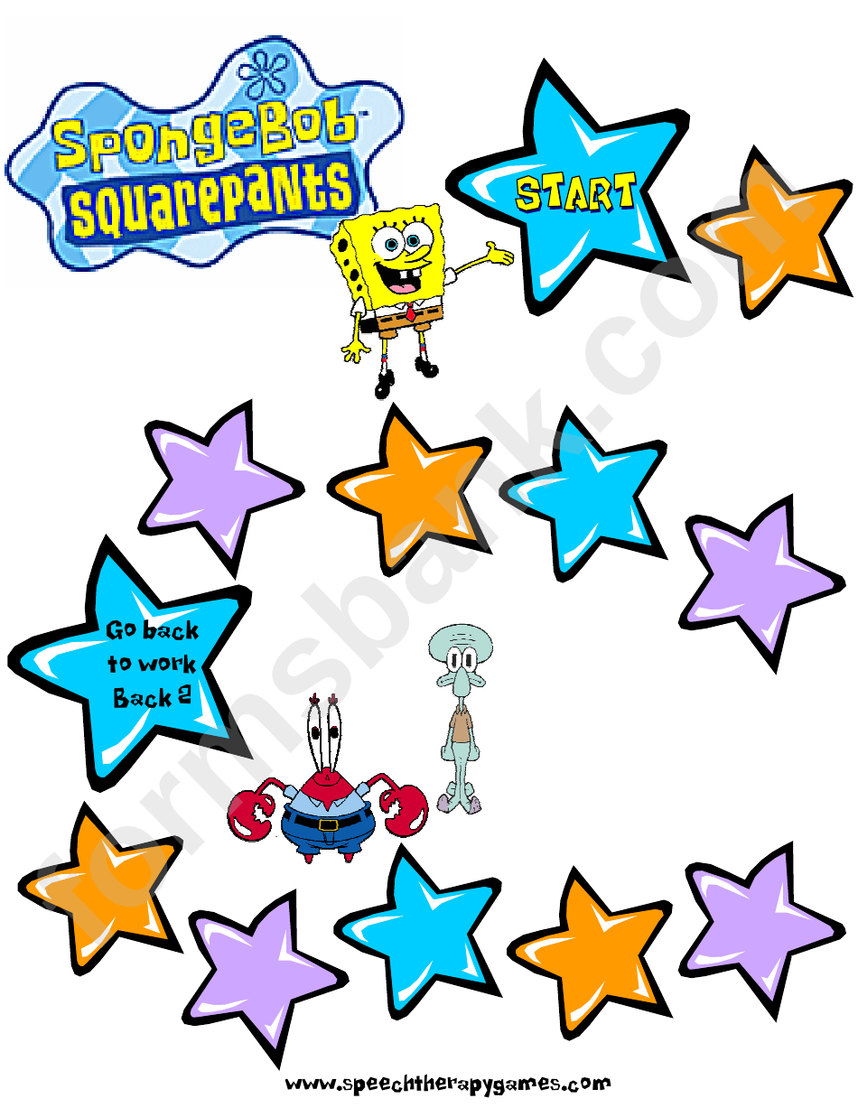 Sponge Bob Squarepants Board Game Template