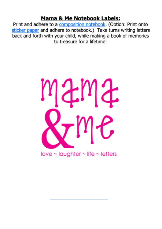 Mama And Me Notebook Labels Template Printable pdf