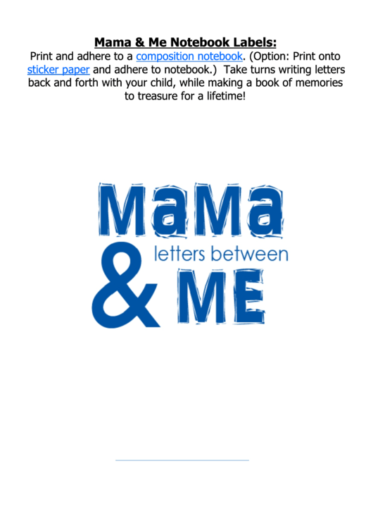 Mama And Me Blue Notebook Labels Template Printable pdf