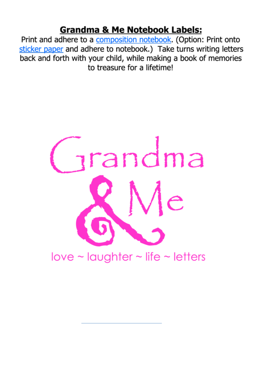 Grandma And Me Pink And Black Notebook Labels Template Printable pdf