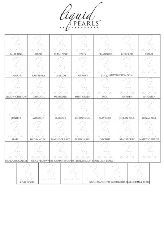 Liquid Pearls Color Chart Printable pdf