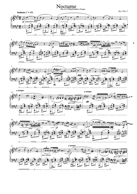 Chopin - Nocturne A Major Sheet Music Printable pdf