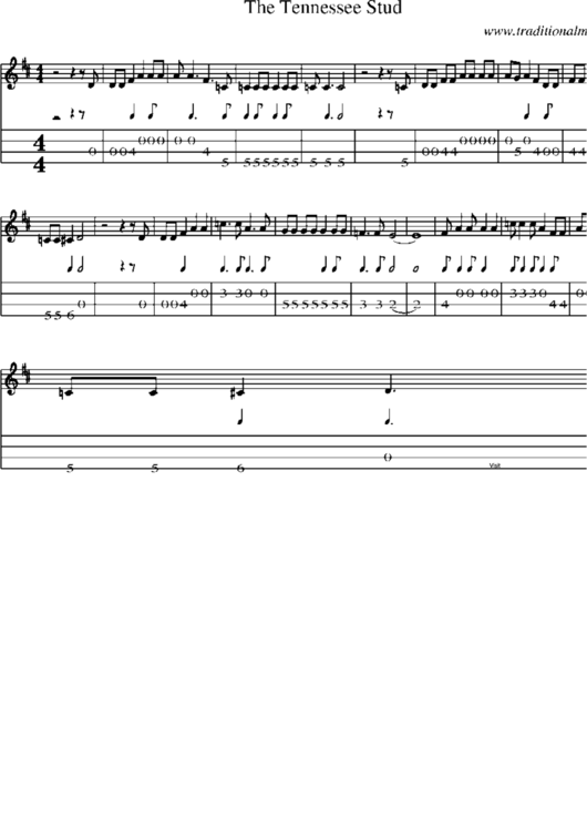 The Tennessee Stud Sheet Music Printable pdf