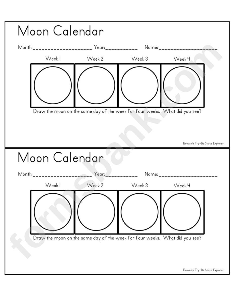 Moon Calendar Template