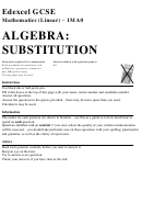 Edexcel Gcse Mathematics (linear) - Algebra: Substitution