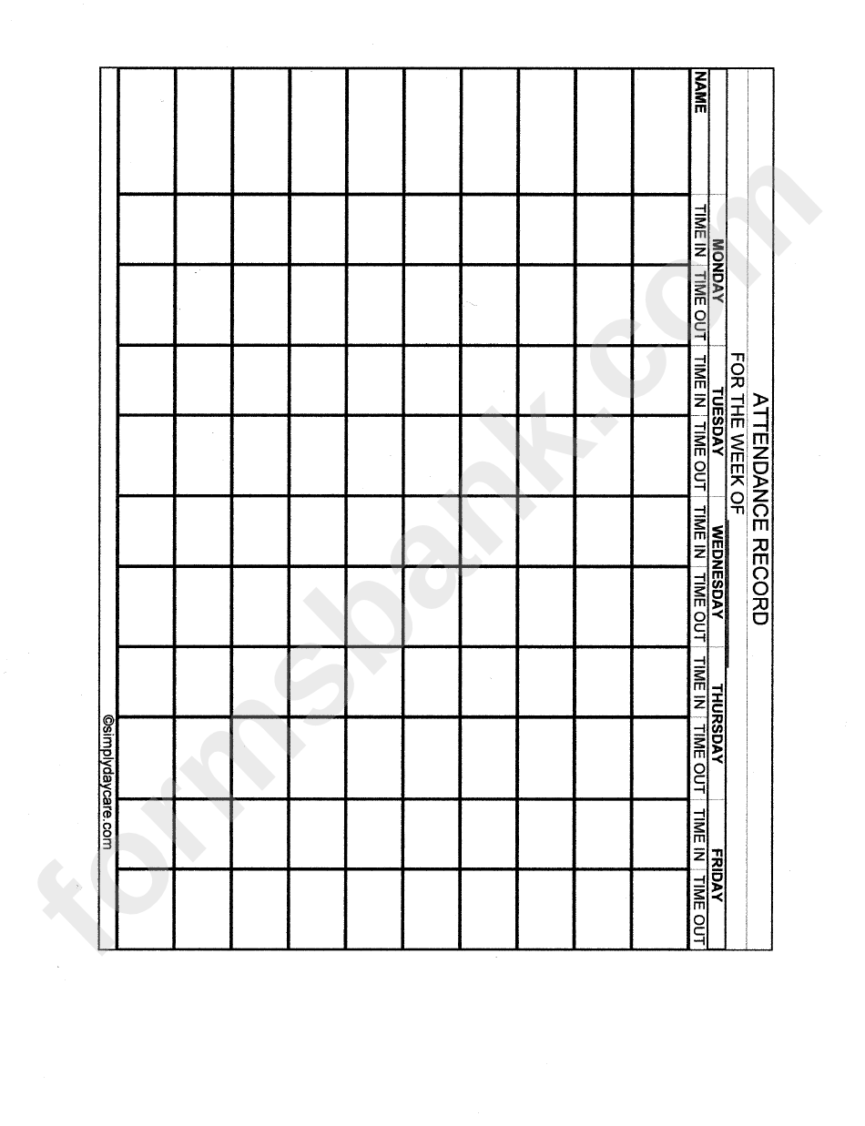 Weekly Attendance Record Template