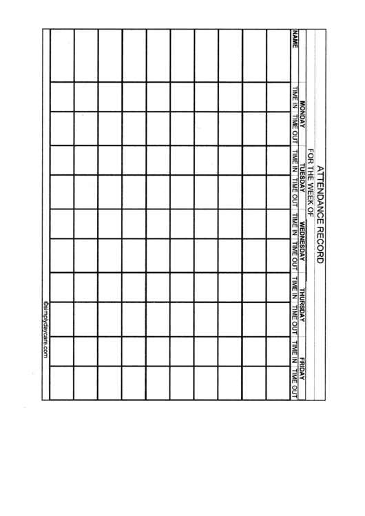 Weekly Attendance Record Template Printable pdf