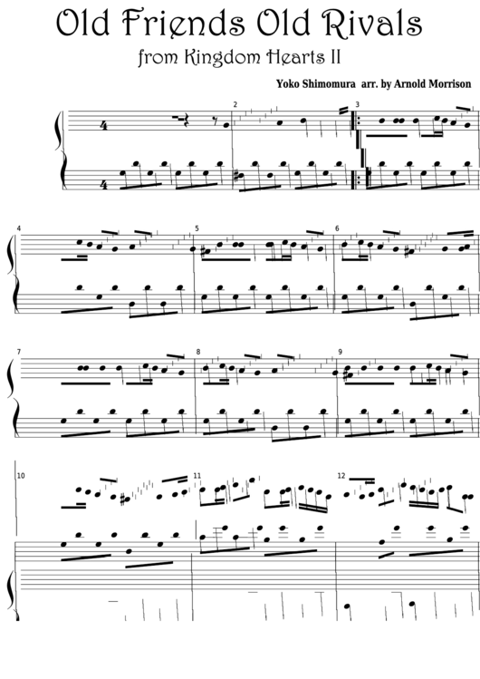 Yoko Shimomura - Old Friends Old Rivals From Kingdom Hearts Ii Video Game Sheet Music Printable pdf
