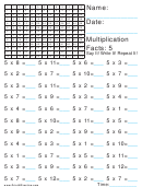 Multiplication 5x Worksheet
