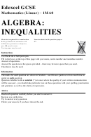 Edexcel Gcse Mathematics (linear) - Algebra: Inequalities