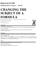 Edexcel Gcse Mathematics (linear) - Changing The Subject Of A Formula