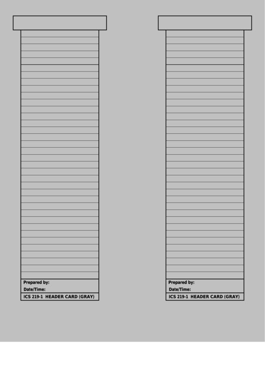 Fillable Ics Form 219-1 - Header Card Printable pdf