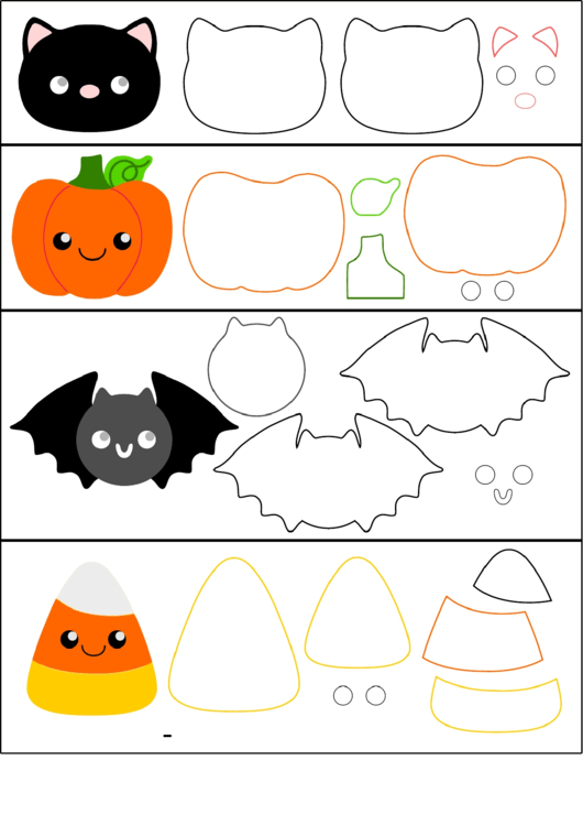 Cute Cat/pumpkin/bat Halloween Silhouette Templates Printable pdf