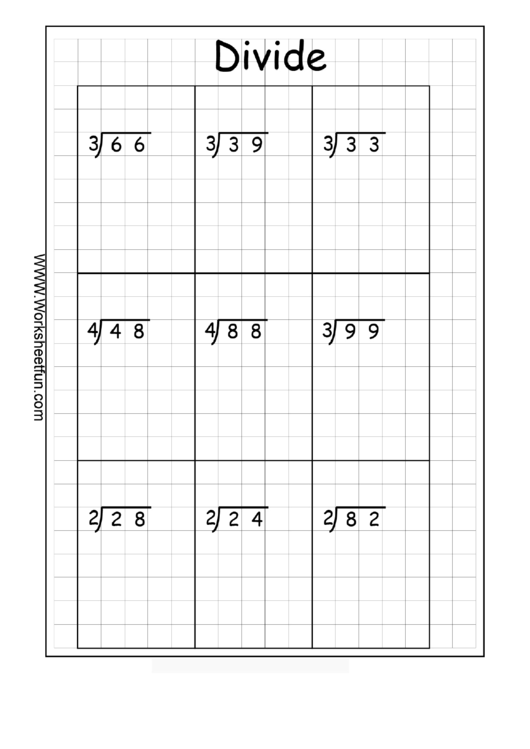 Long Division - Math Worksheet Printable pdf
