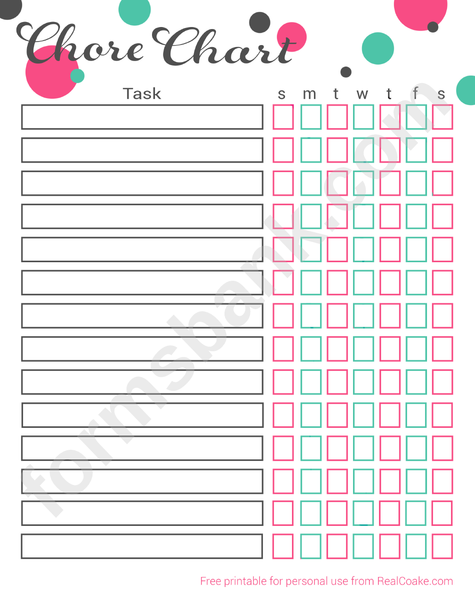 Download Circles Weekly Chore Chart Template printable pdf download