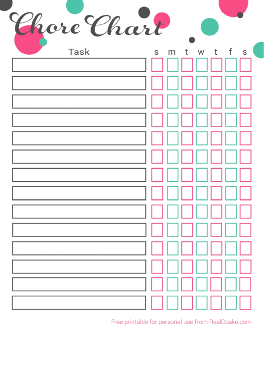 Circles Weekly Chore Chart Template Printable pdf