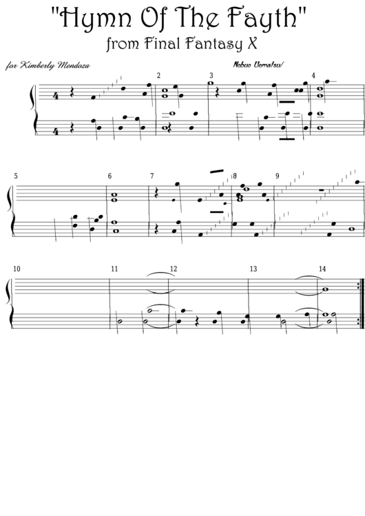 Nobuo Uematsu - Hymn Of The Fayth From Final Fantasy X Video Game Sheet Music Printable pdf