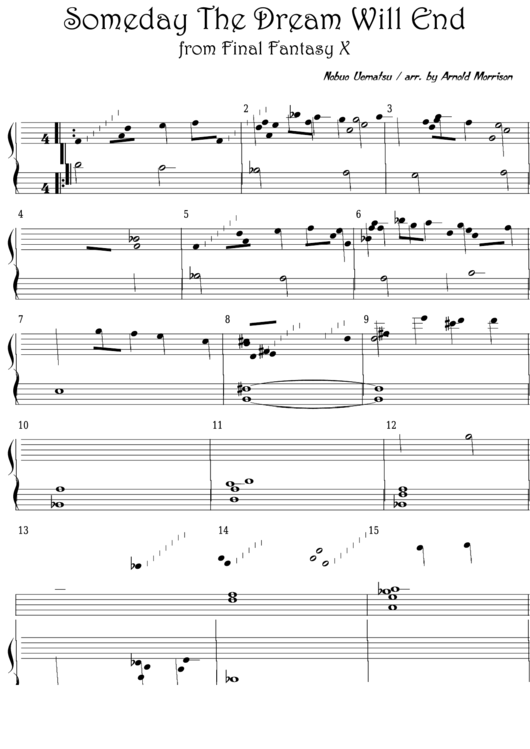 Nobuo Uematsu - Someday The Dream Will End From Final Fantasy X Video Game Sheet Music Printable pdf