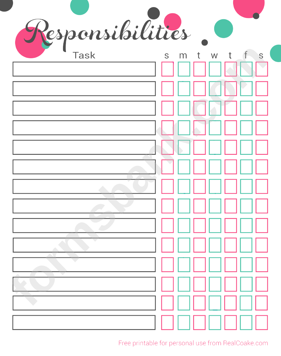 Circles Responsibility Chart Template