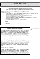What's Your Billionaire Age - Middle School Article Of The Week Worksheet