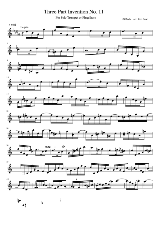 J. S. Bach - Three-part Invention No. 11 Sheet Music