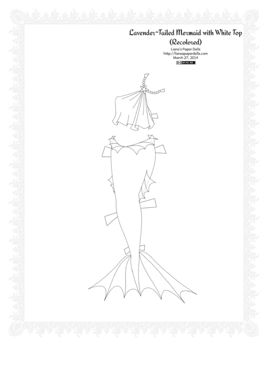 Lavender-Tailed Mermaid With While Top Paper Doll Template Printable pdf
