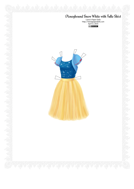Disneybound Snow White With Tulle Skirt Paper Doll Template Printable pdf