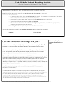 Can The Cinnamon Challenge Kill You (1080l) - Middle School Reading Article Worksheet