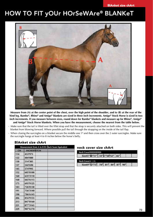 How To Fit Your Horseware Blanket Size Chart Printable pdf