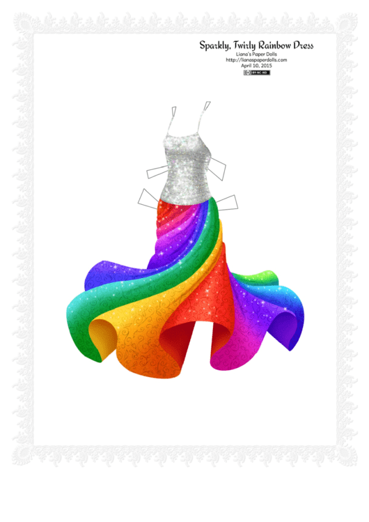 Sparkly, Twirly Rainbow Dress Paper Doll Template