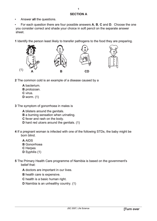 High School Multiple Choice Worksheets Science