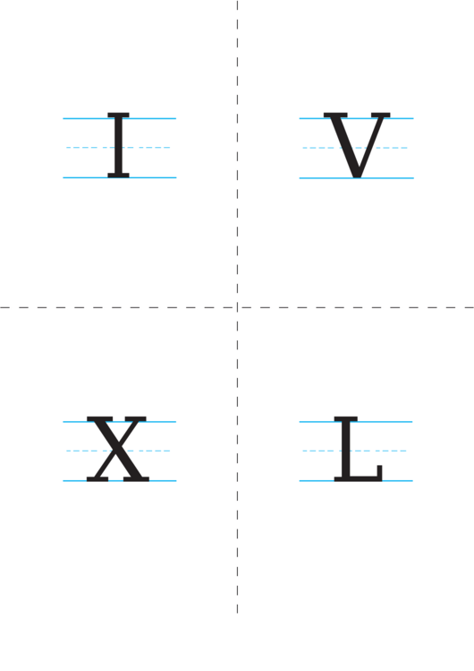 Roman Numerals Flash Cards Template Printable pdf