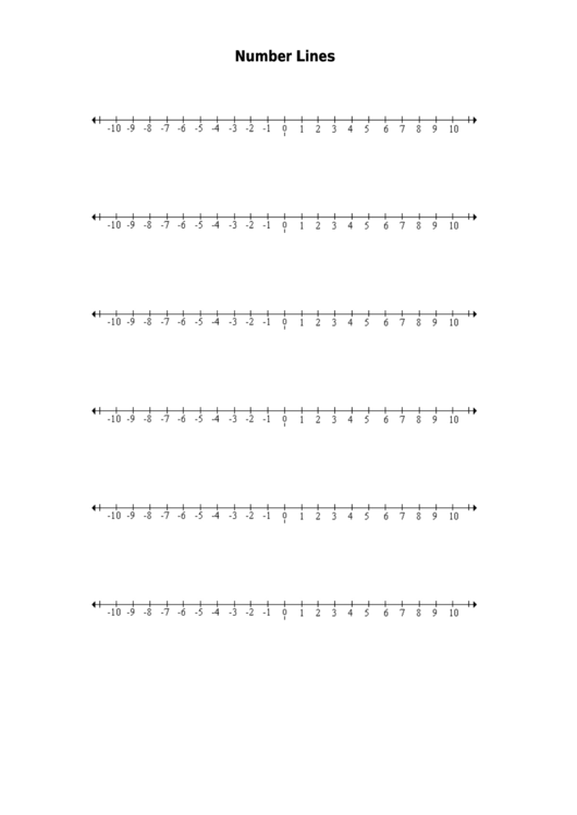 -10 To 10 - Number Line Templates Printable pdf