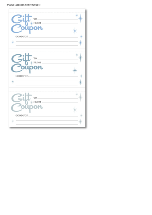 Gift Coupon Template - Blue Stars On The White Background Printable pdf