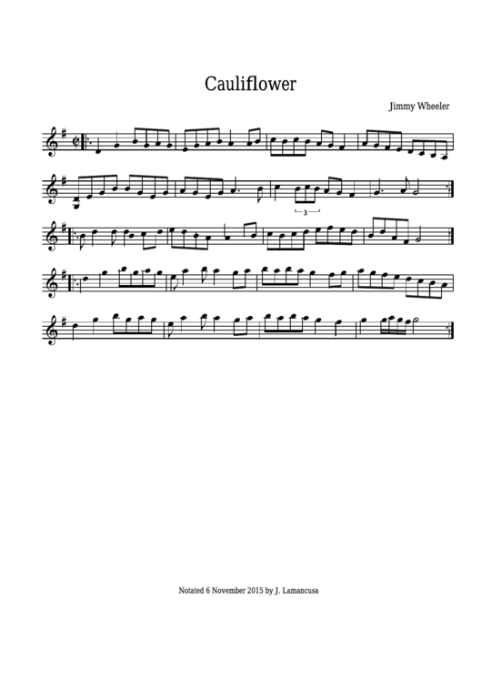 Jimmy Wheeler - Cauliflower Sheet Music Printable pdf