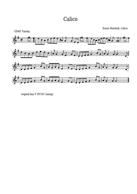 Erynn Marshall - Calico Sheet Music - Calico Printable pdf